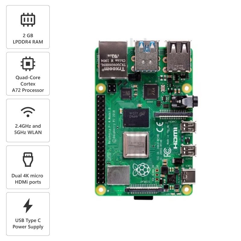 Raspberry Pi 4 Model B with 2 GB RAM